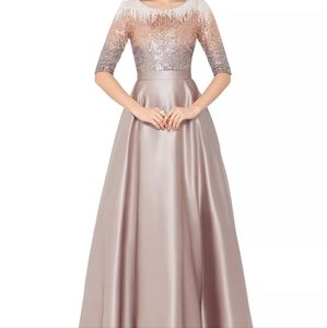 Betsy and Adam Petite Embellished Satin Gown
